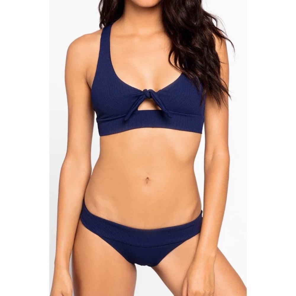 (A7) L*Space Veronica Fold Over Hipster Bikini Bottom in Midnight Blue Sz S, NWT